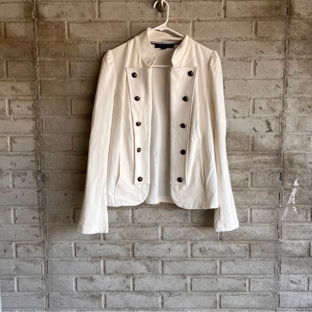 Tommy Hilfiger-Women's White Double-Breasted Jacket